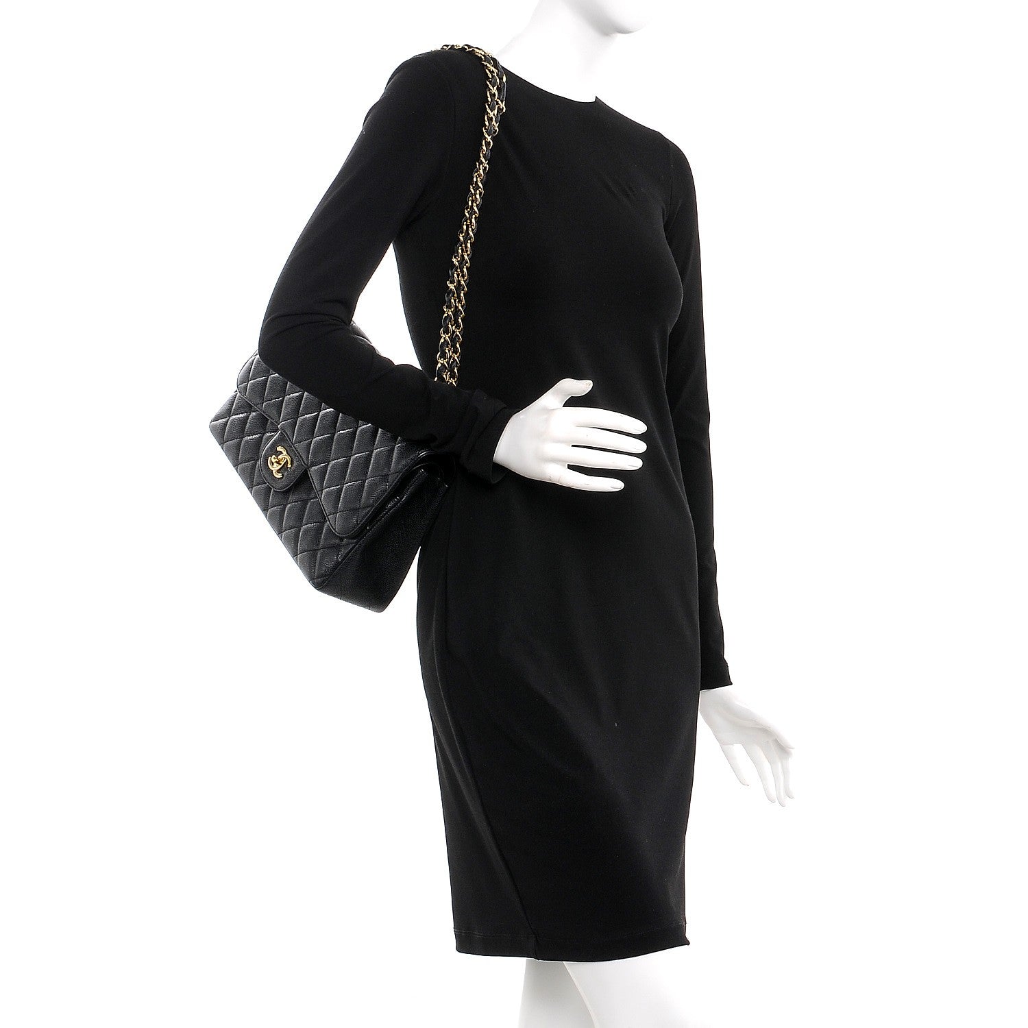 Chanel Caviar Quilted Jumbo Double Flap Black 2 of 9