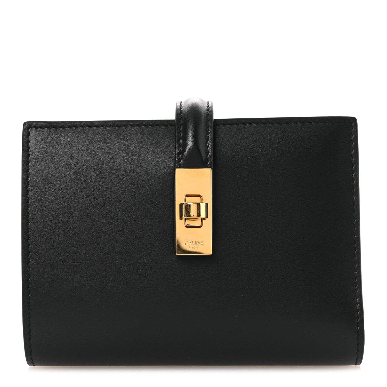 Celine Satinated Calfskin 16 Card Holder With Flap Black 1 of 12
