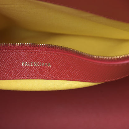 Balenciaga Signature Grained Calfskin Logo M Ville Top Handle Bag Rouge Coquelicot Black 6 of 19