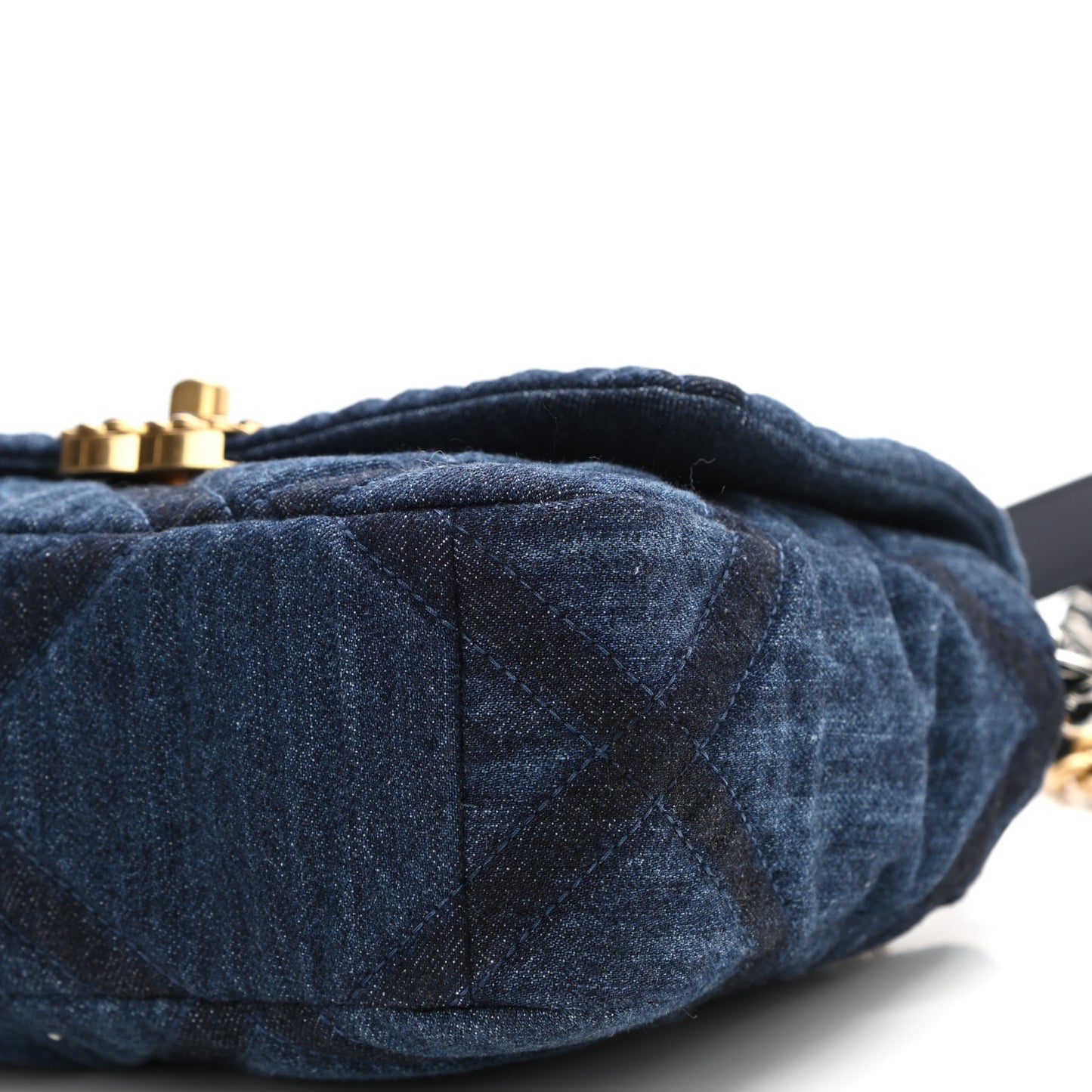 Denim Quilted Medium Chanel 19 Flap Blue