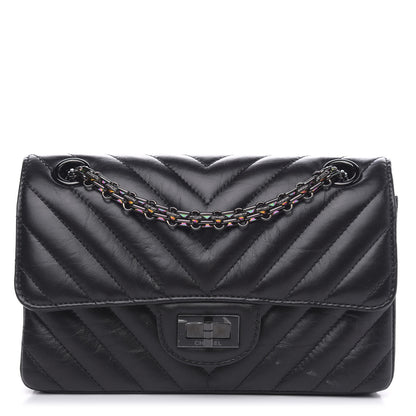 Chanel Aged Calfskin Chevron Quilted 2.55 Reissue Mini Flap So Black 1 of 11