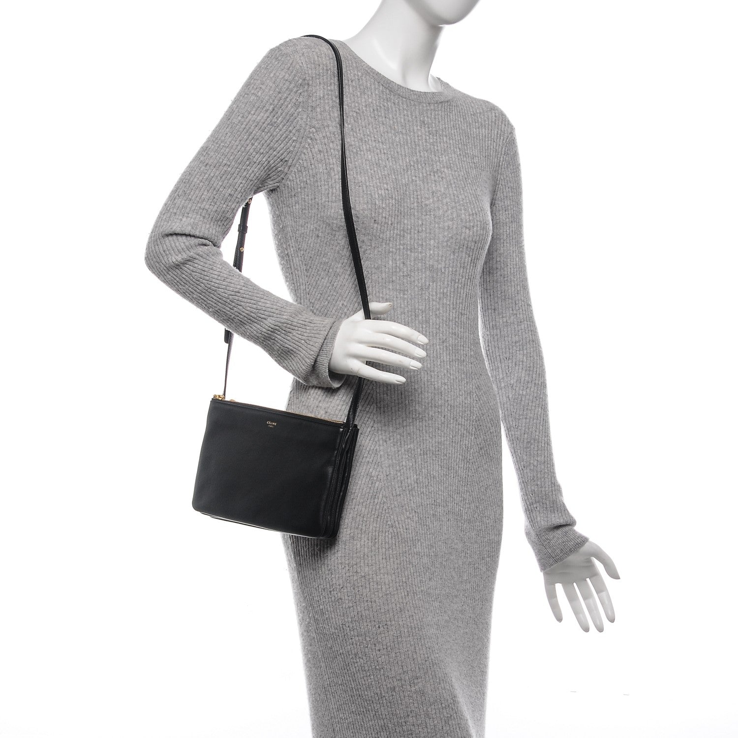 Celine Lambskin Small Trio Crossbody Bag Black 2 of 7