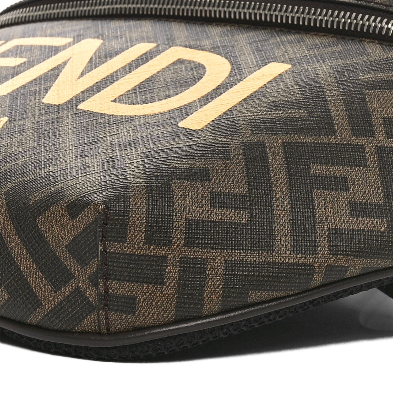 Fendi Shiny Glazed Fabric Vitello Cover FF 1974 Logo Belt Bag Tobacco Moro Giallo Ebano 10 of 10