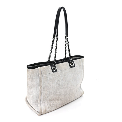 Chanel Woven Straw Raffia Small Deauville Tote Grey 3 of 11