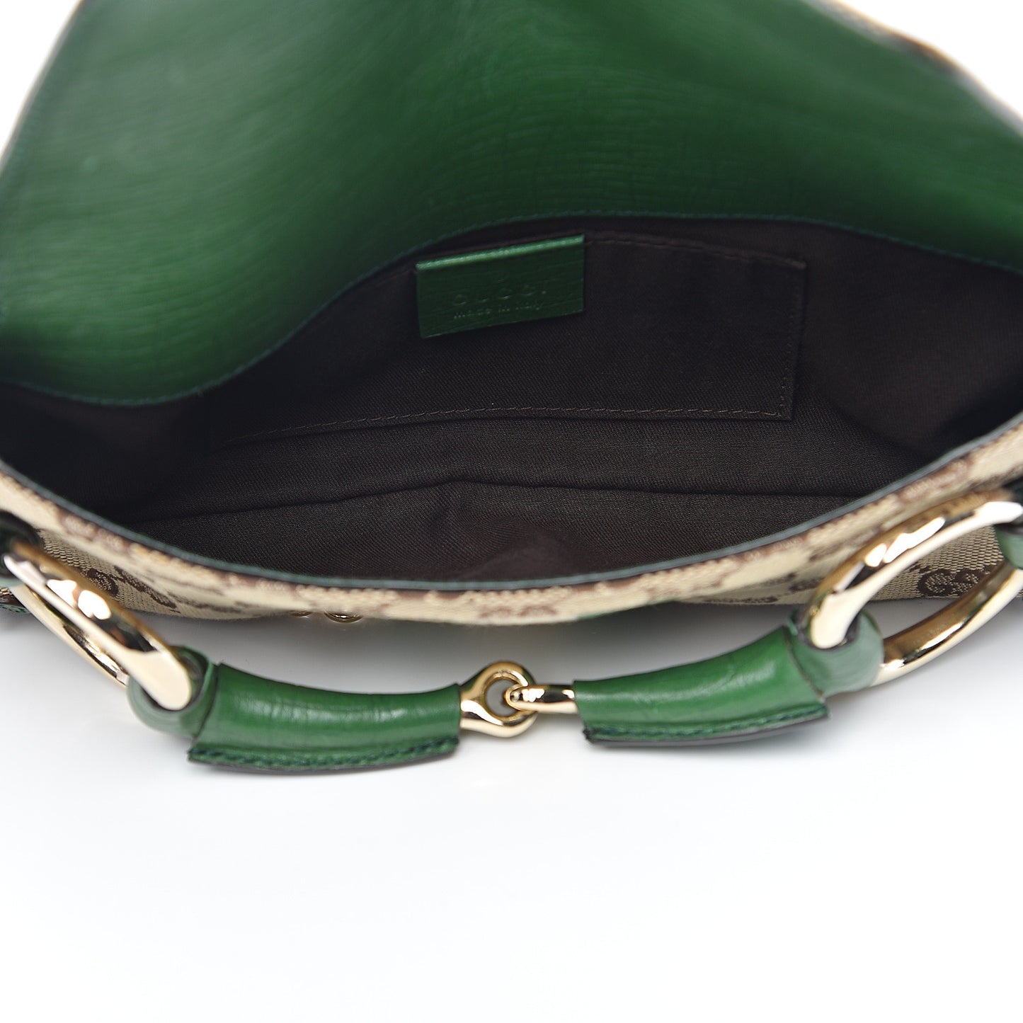 Monogram Web Small Horsebit Chain Clutch Green