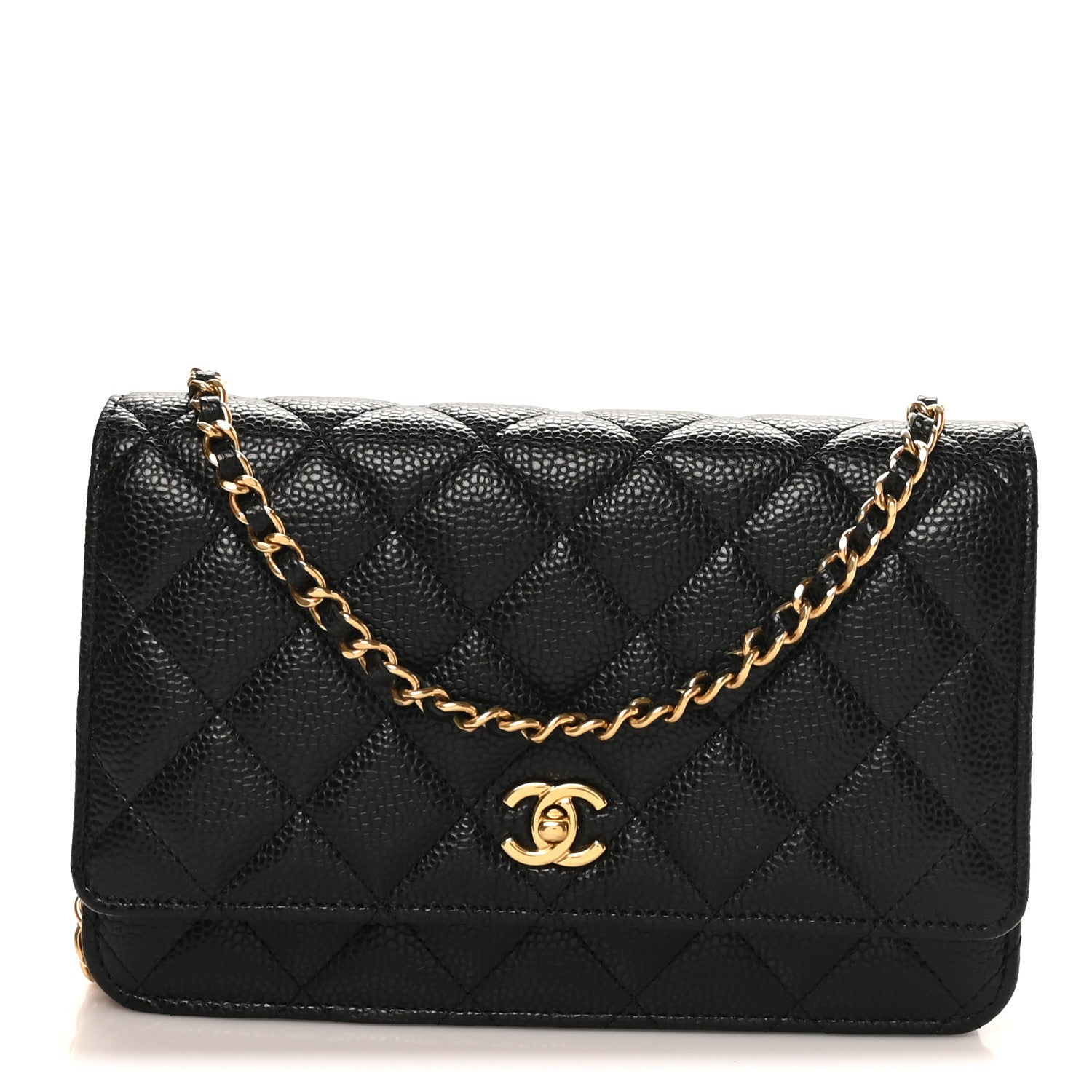 Chanel Caviar Quilted CC Turnlock Wallet On Chain WOC Black 1 of 12