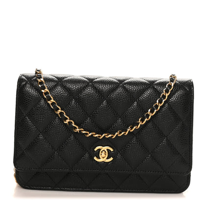 Chanel Caviar Quilted CC Turnlock Wallet On Chain WOC Black 1 of 12