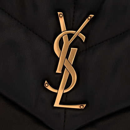 Saint Laurent Lambskin Quilted Small Loulou Puffer Monogram Chain Satchel Black 12 of 13