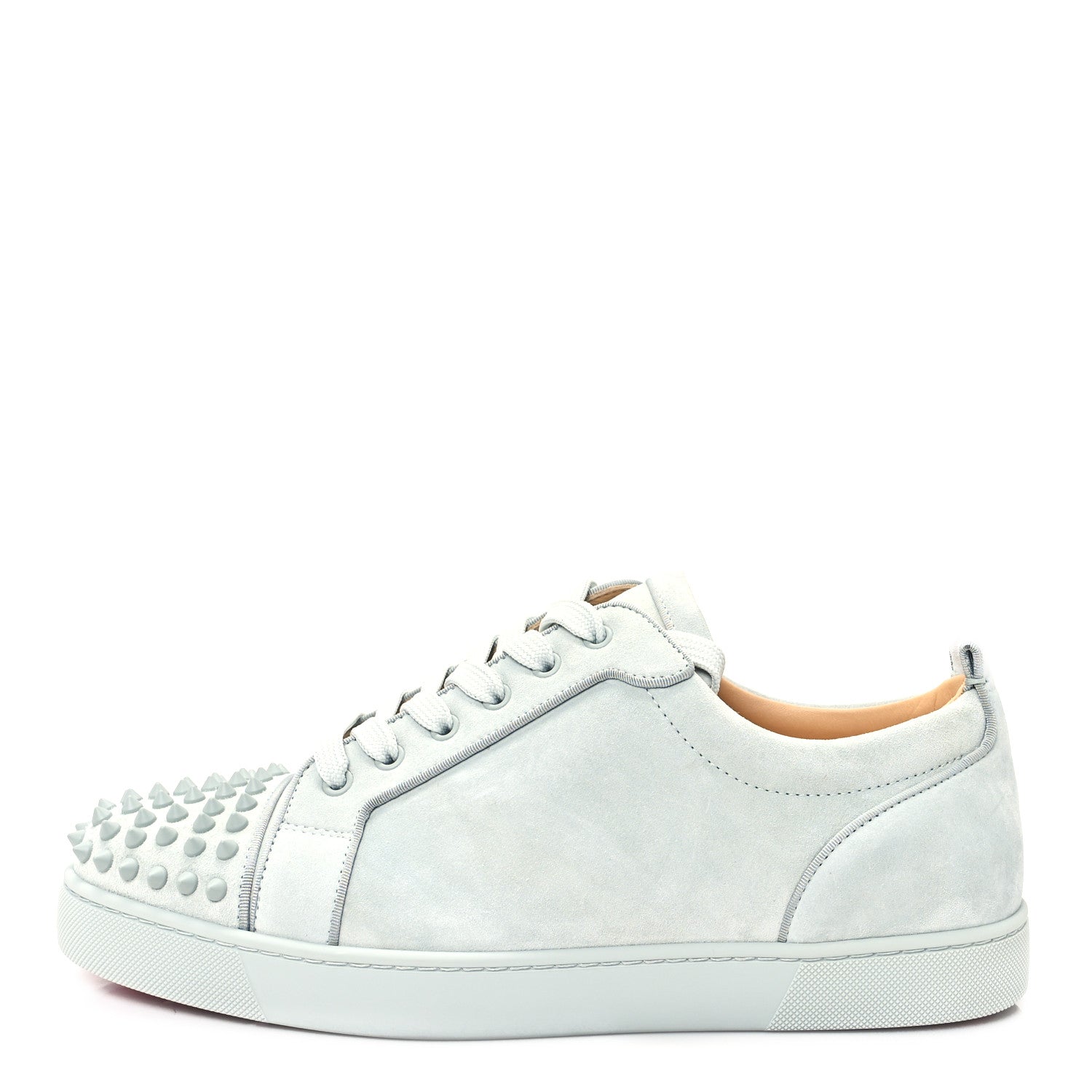 Christian Louboutin Veau Velours Mens Louis Junior Spikes Flat Sneakers 43.5 Ecume 1 of 8