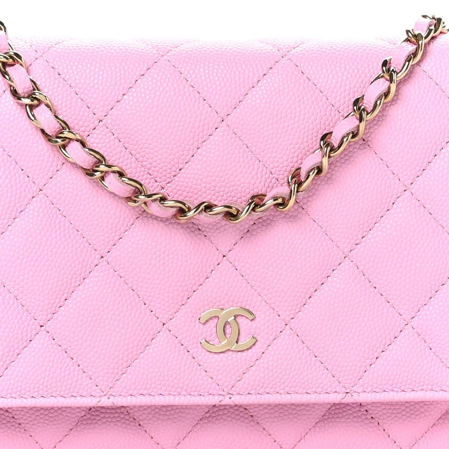 Caviar Quilted Wallet On Chain WOC Pink