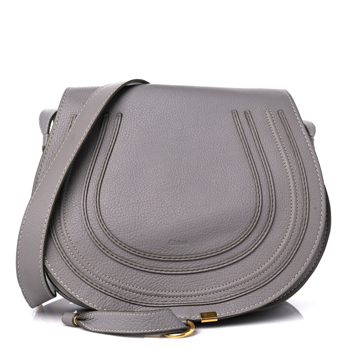 Calfskin Medium Marcie Round Crossbody Bag Cashmere Grey