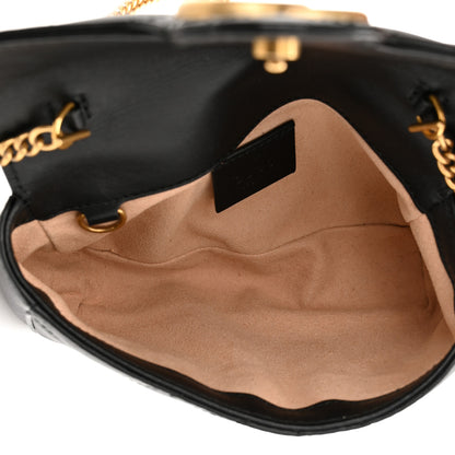 Gucci Calfskin Matelasse Super Mini GG Marmont Shoulder Bag Black 5 of 11