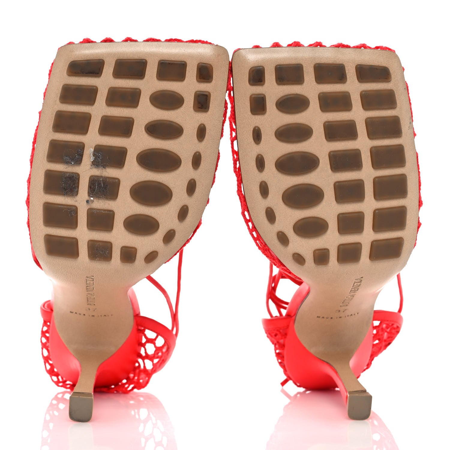 Bottega Veneta Mesh Nappa Stretch Ankle Tie Sandals 37 Tomato 5 of 7