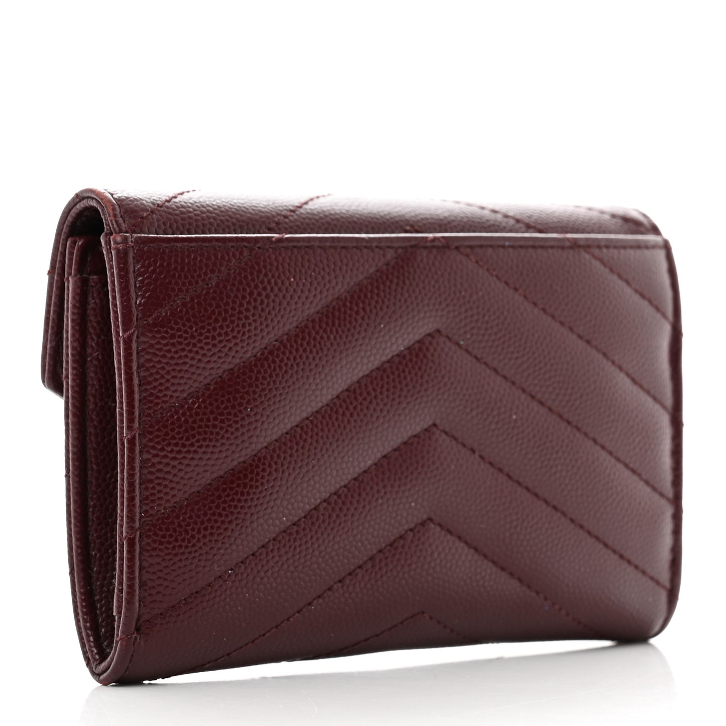 Grain De Poudre Matelasse Chevron Small Monogram Envelope Wallet Burgundy