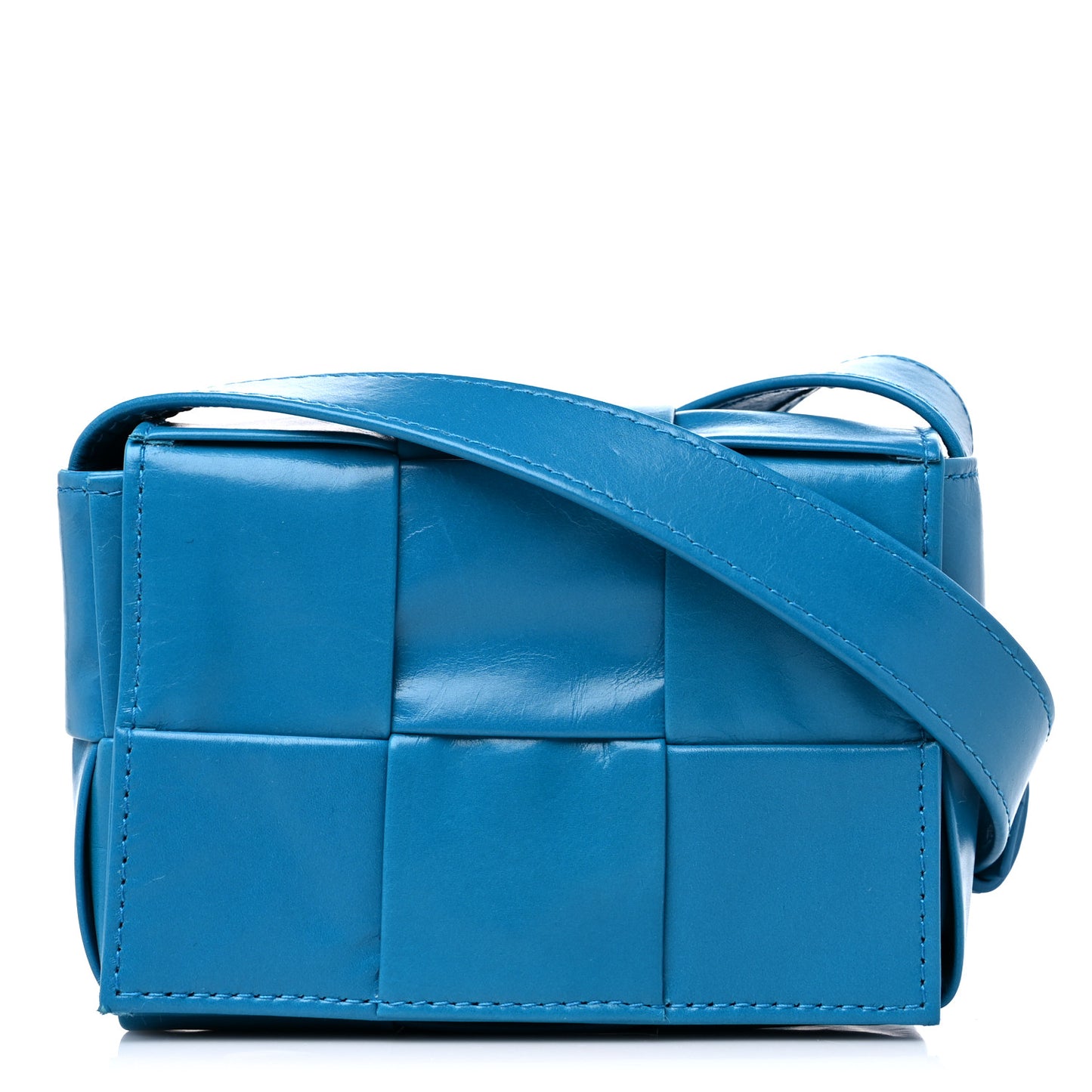 Paper Calfskin Maxi Intreccio Extra Mini Cassette Crossbody Bag Blue