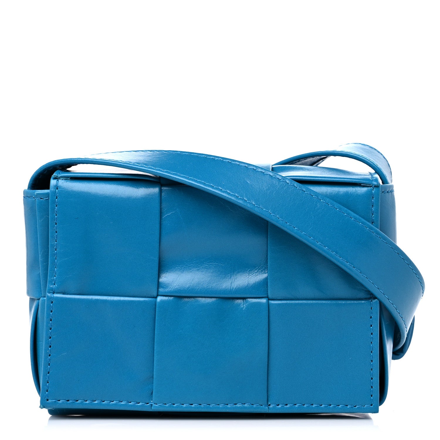 Bottega Veneta Paper Calfskin Maxi Intreccio Extra Mini Cassette Crossbody Bag Blue 1 of 11