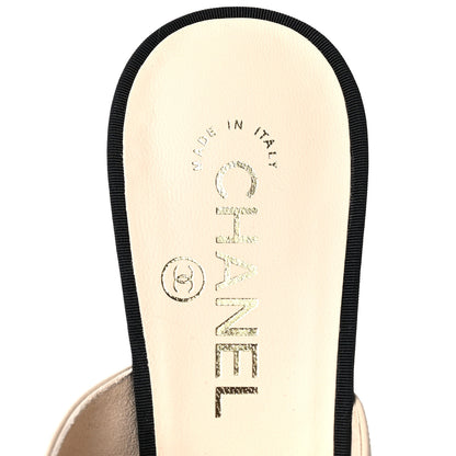 Chanel Lambskin Grosgrain Cap Toe Pearl Mule 41 Beige Black 7 of 8