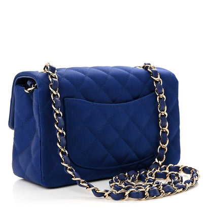 Chanel Satin Quilted Mini Rectangular Flap Blue 3 of 11