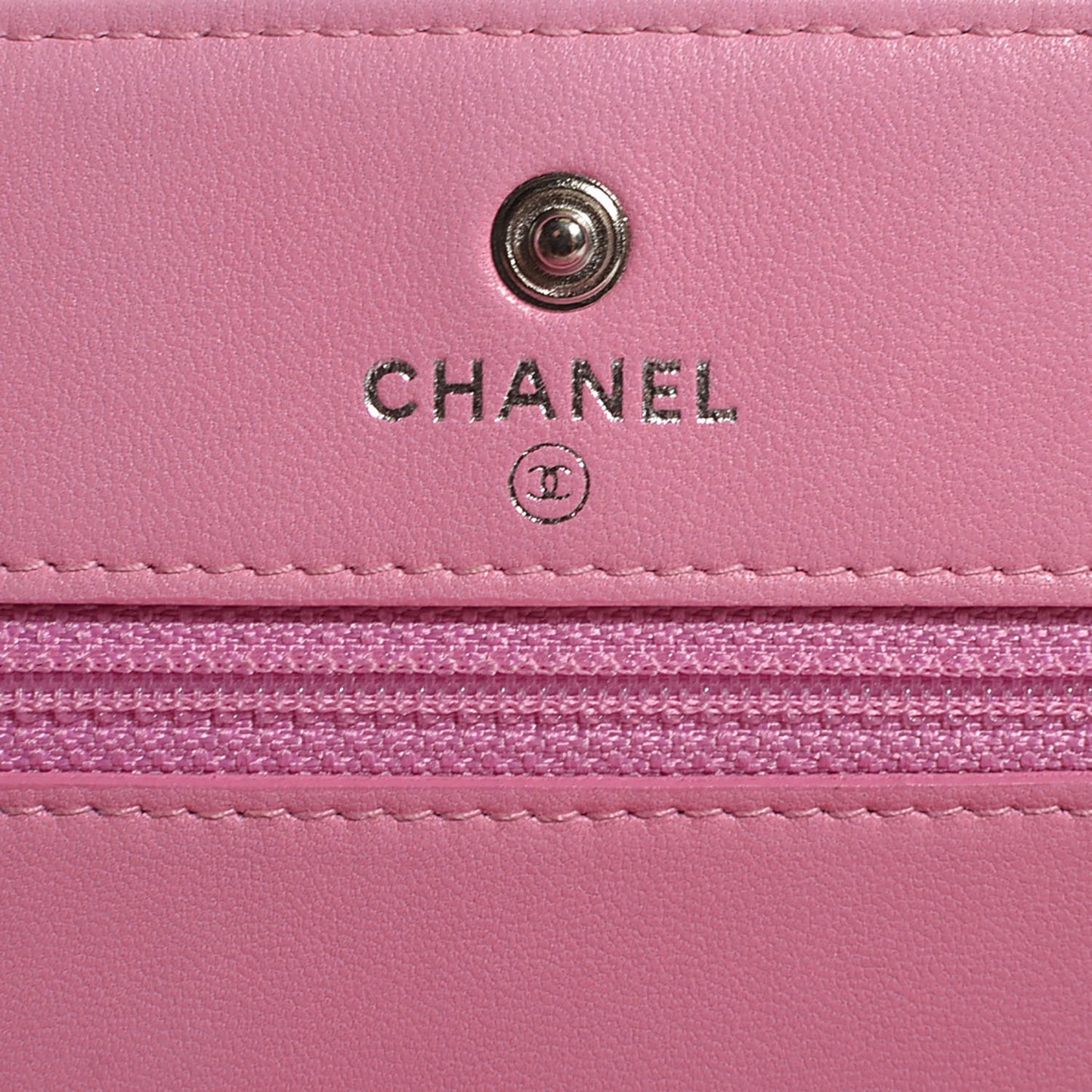 Lambskin Micro Quilted Wallet On Chain WOC Pink