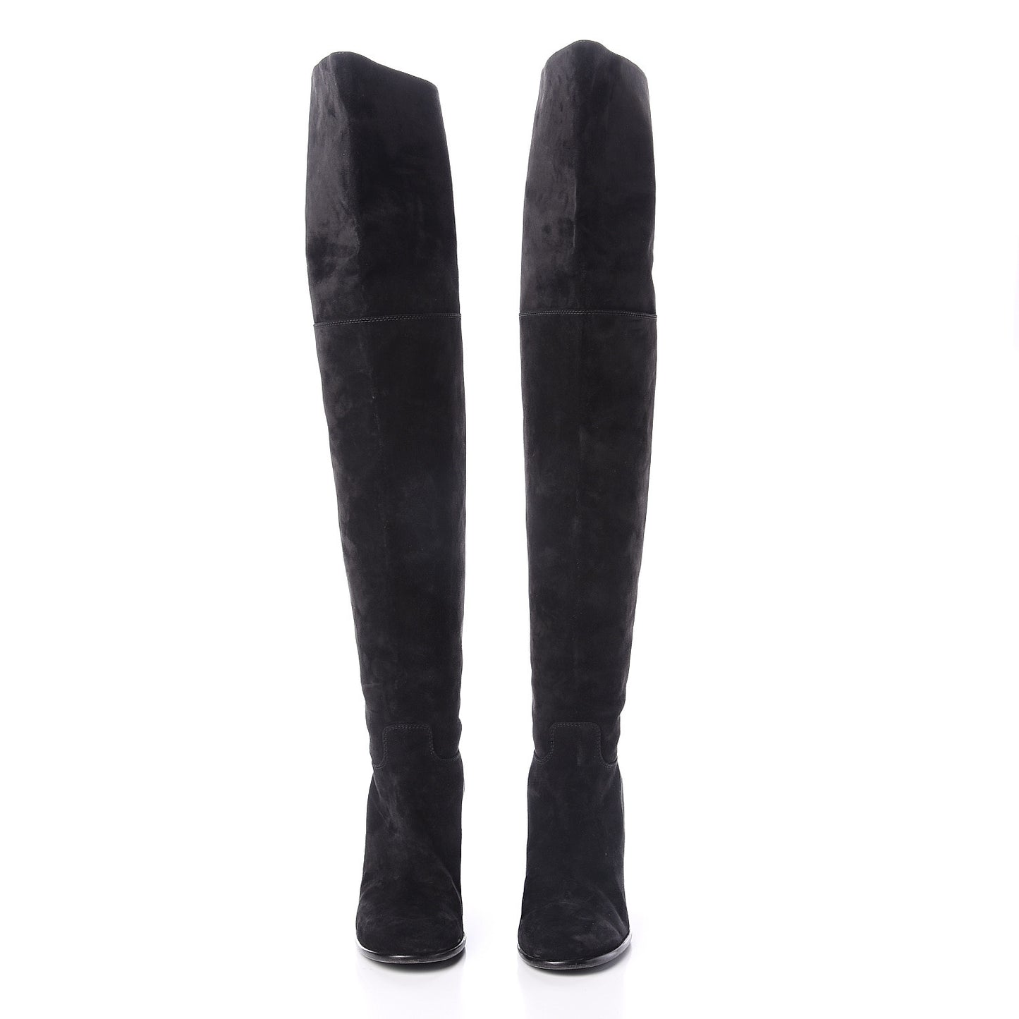 Suede Calfskin CC Over The Knee Boots 40.5 Black