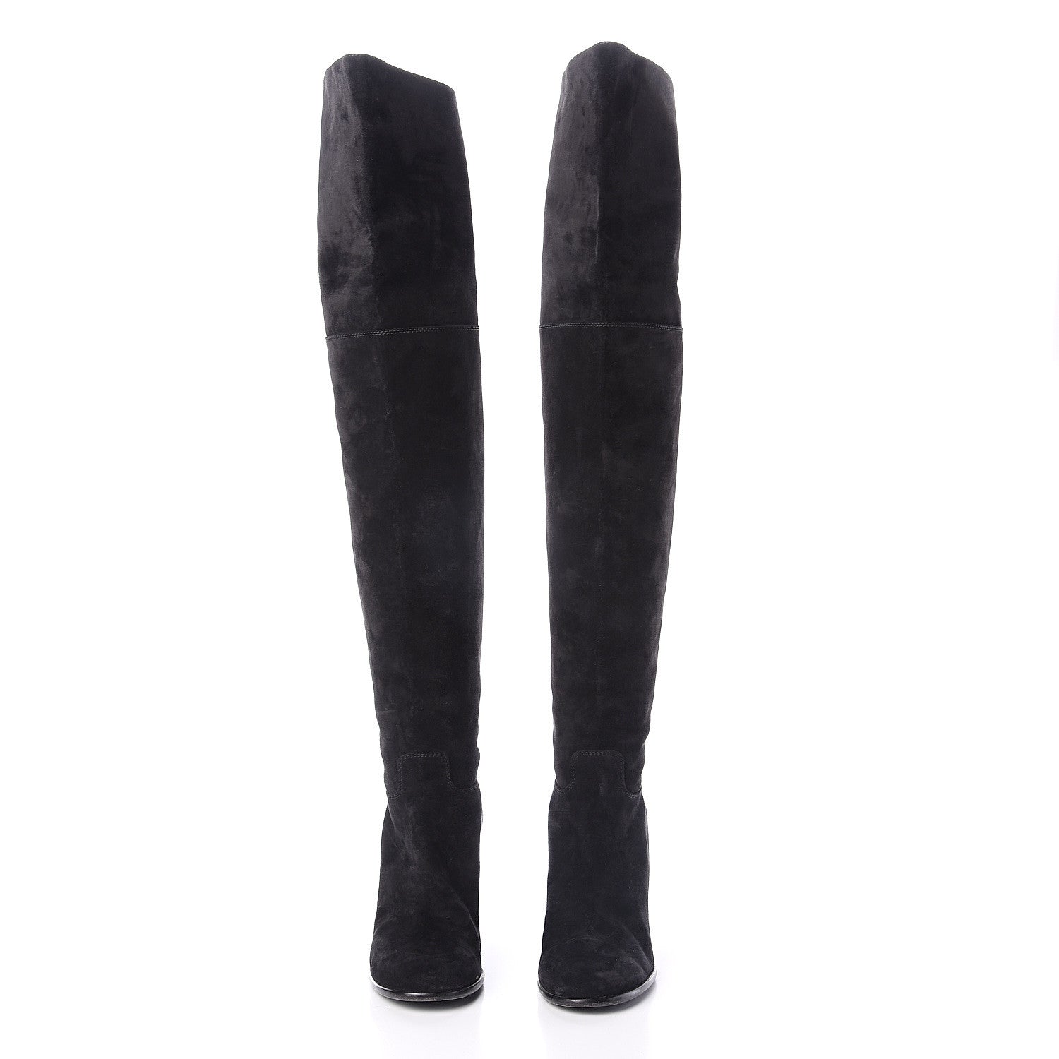 Chanel Suede Calfskin CC Over The Knee Boots 40.5 Black 2 of 6