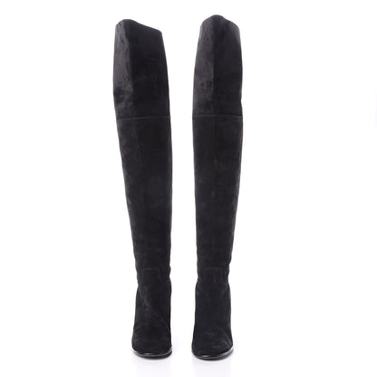 Chanel Suede Calfskin CC Over The Knee Boots 40.5 Black 2 of 6