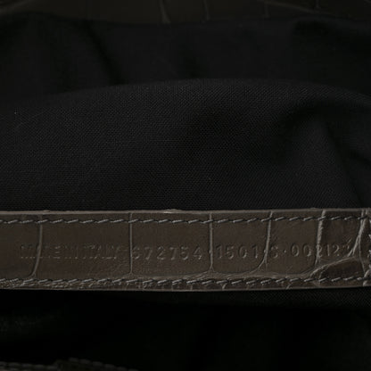 Balenciaga Extra Supple Calfskin Crocodile Embossed Medium Le Cagole Shoulder Bag Medium Grey 8 of 11