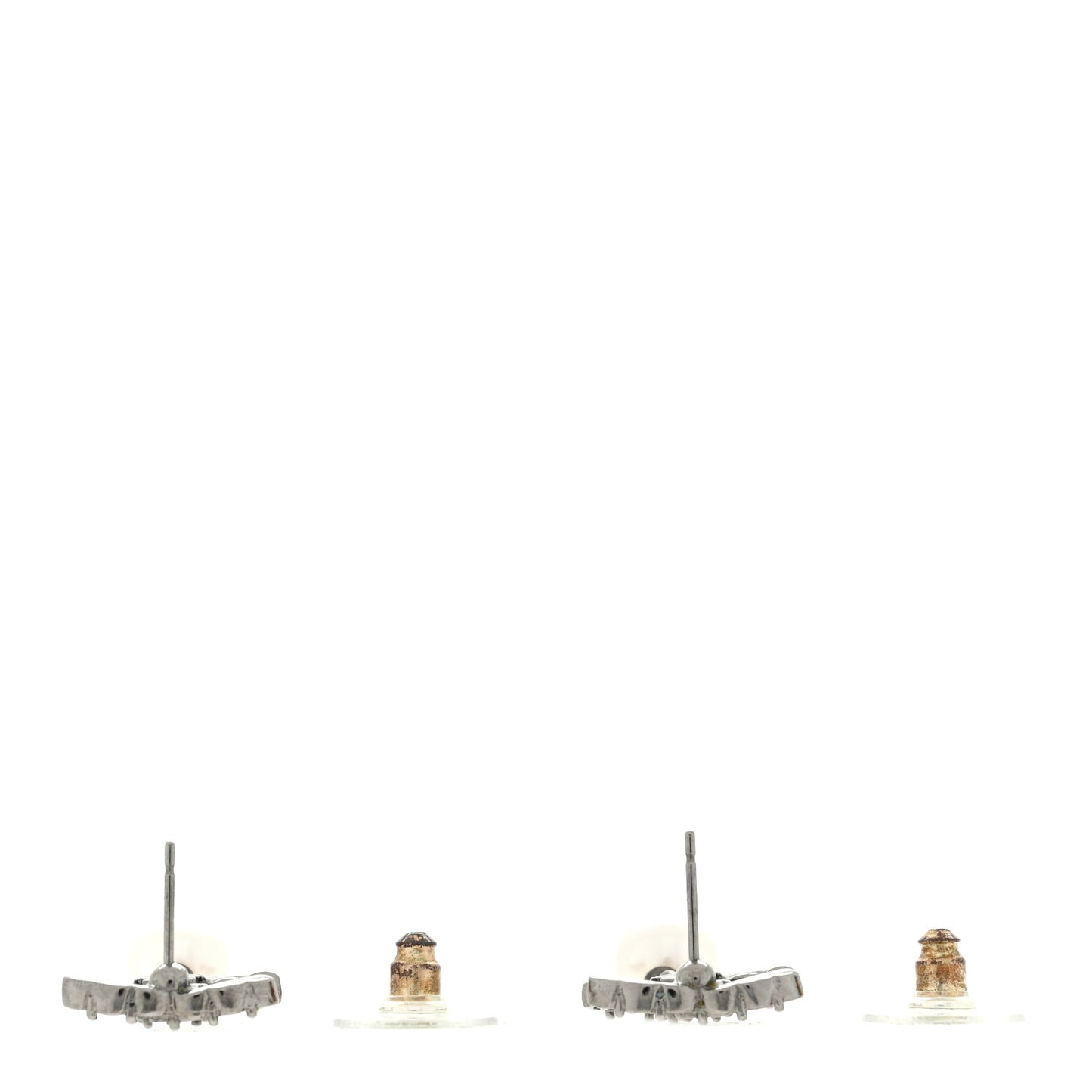 Pearl Crystal CC Drop Earrings Silver Pearly White
