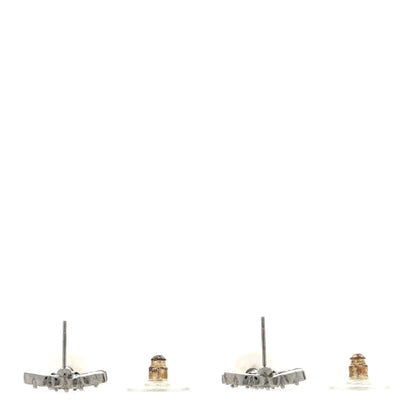 Chanel Pearl Crystal CC Drop Earrings Silver Pearly White 3 of 5