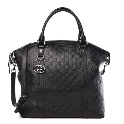 Gucci Guccissima Large GG Charm Convertible Dome Satchel Black 1 of 10