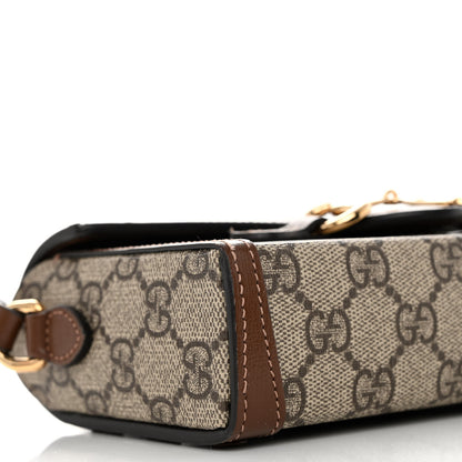 Gucci GG Supreme Monogram Mini Horsebit 1955 Shoulder Bag Beige Brown Sugar 9 of 10