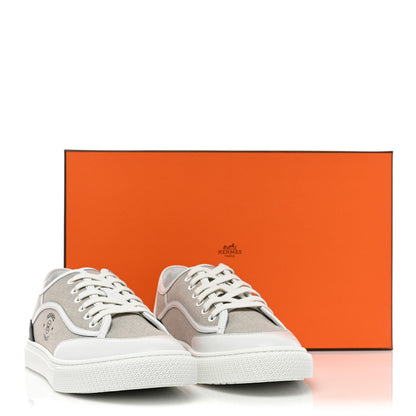 Hermes Canvas Calfskin Get Sneakers 40 Prunoir Blanc 10 of 10