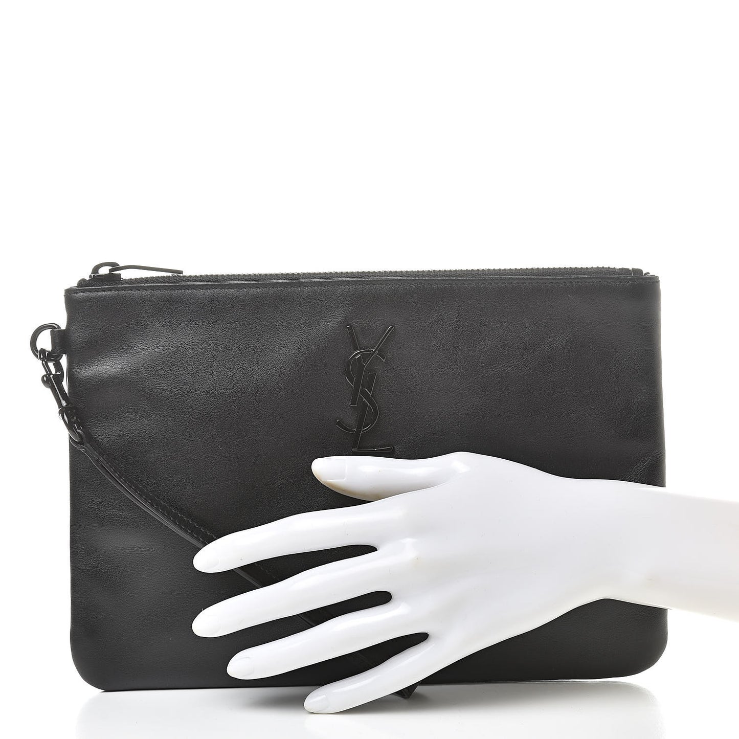 Calfskin Monogram Zip Pouch Black