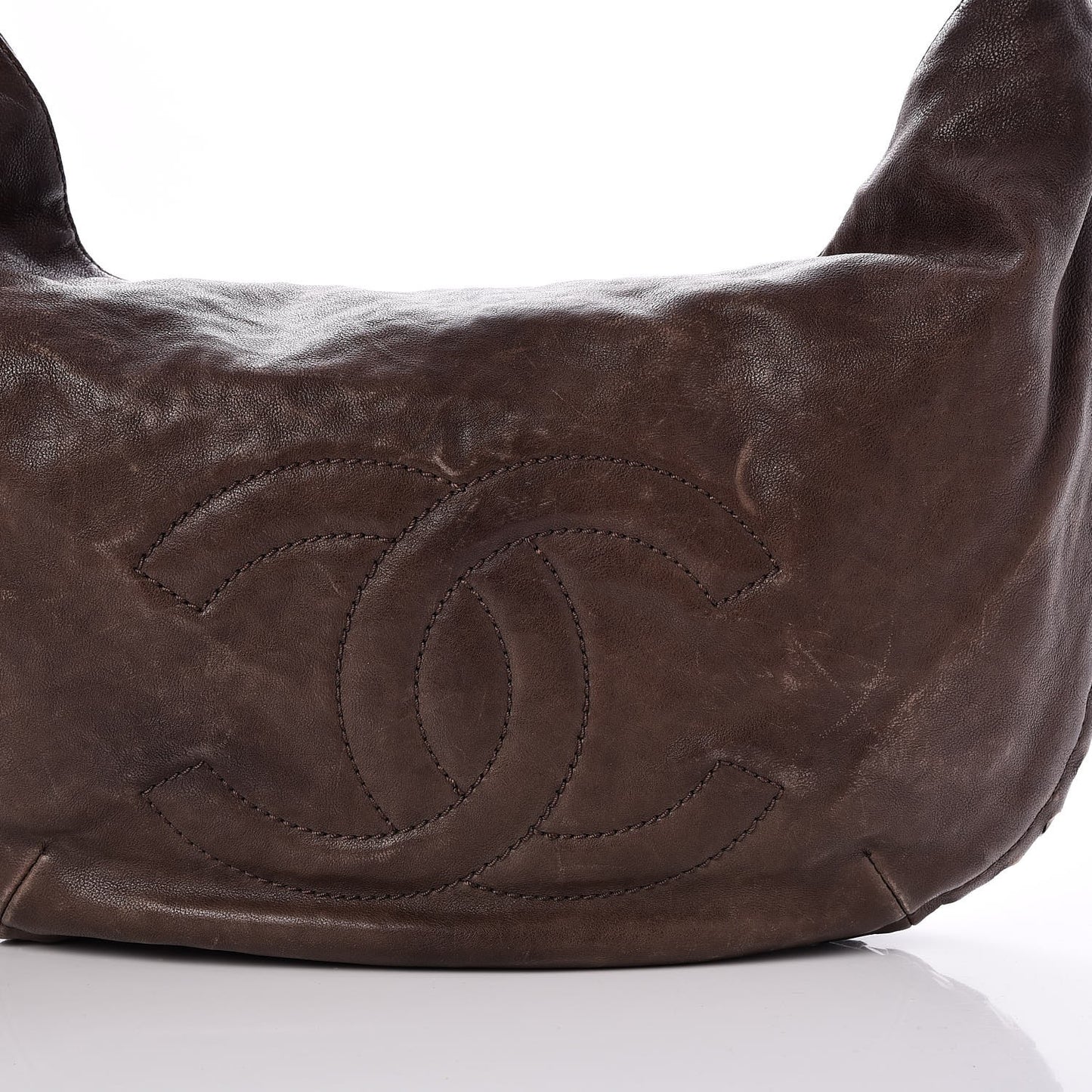 Calfskin Modern Chain Hobo Brown