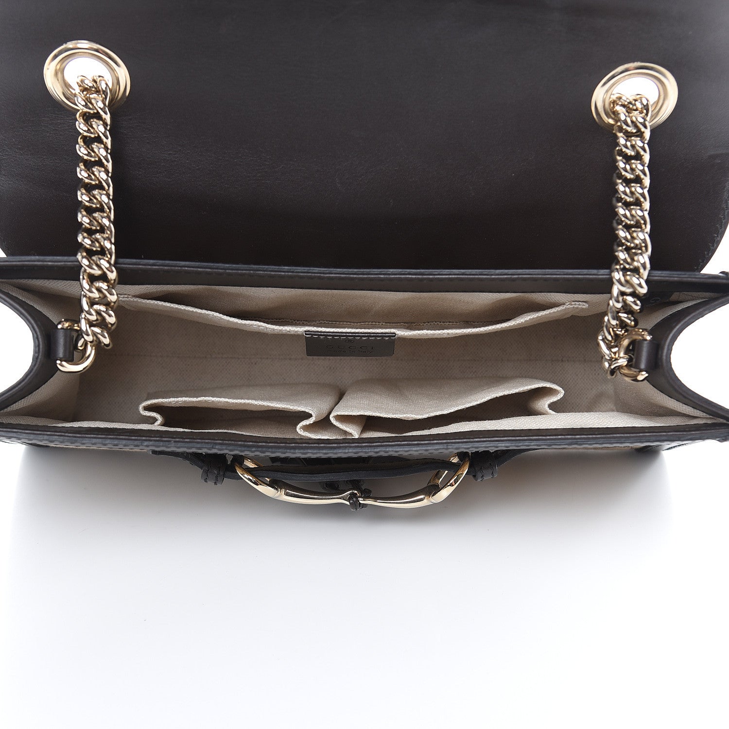 Gucci Monogram Margaux Calfskin Medium Emily Chain Shoulder Bag Beige Ebony Cocoa 5 of 15