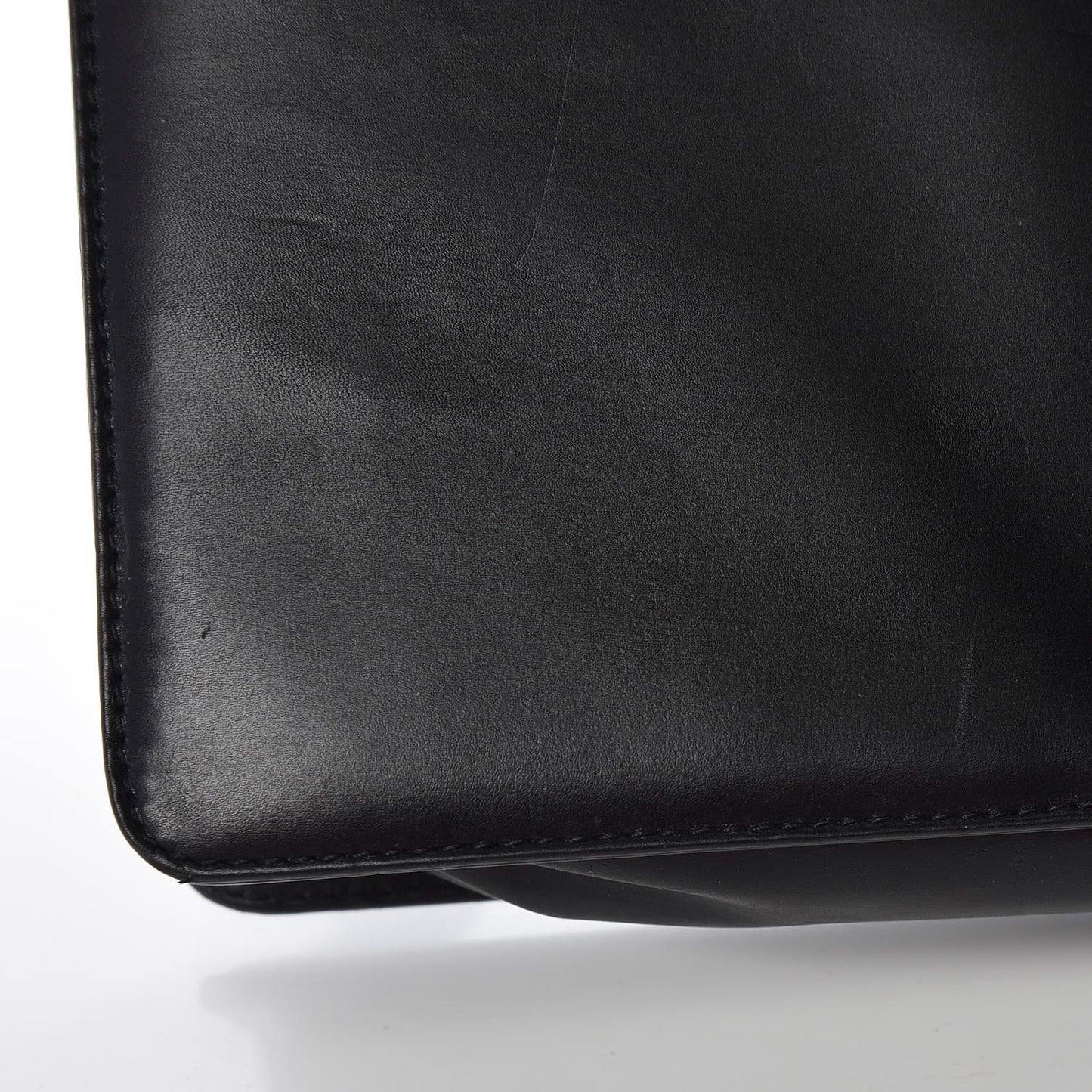 Glazed Calfskin Medium Boy Flap Black