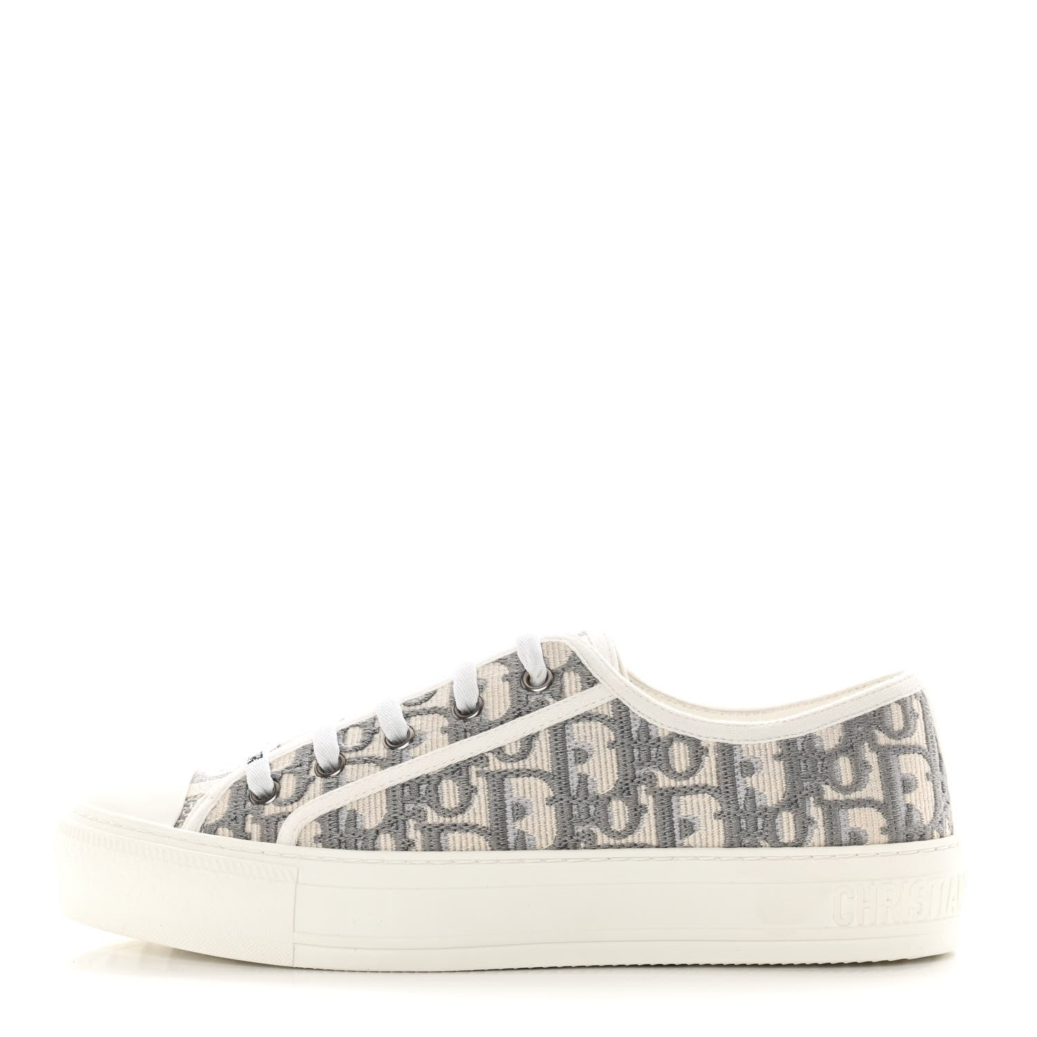Christian Dior Canvas Oblique Walk'N'Dior Low Top Sneakers 38 Grey Stone 1 of 10