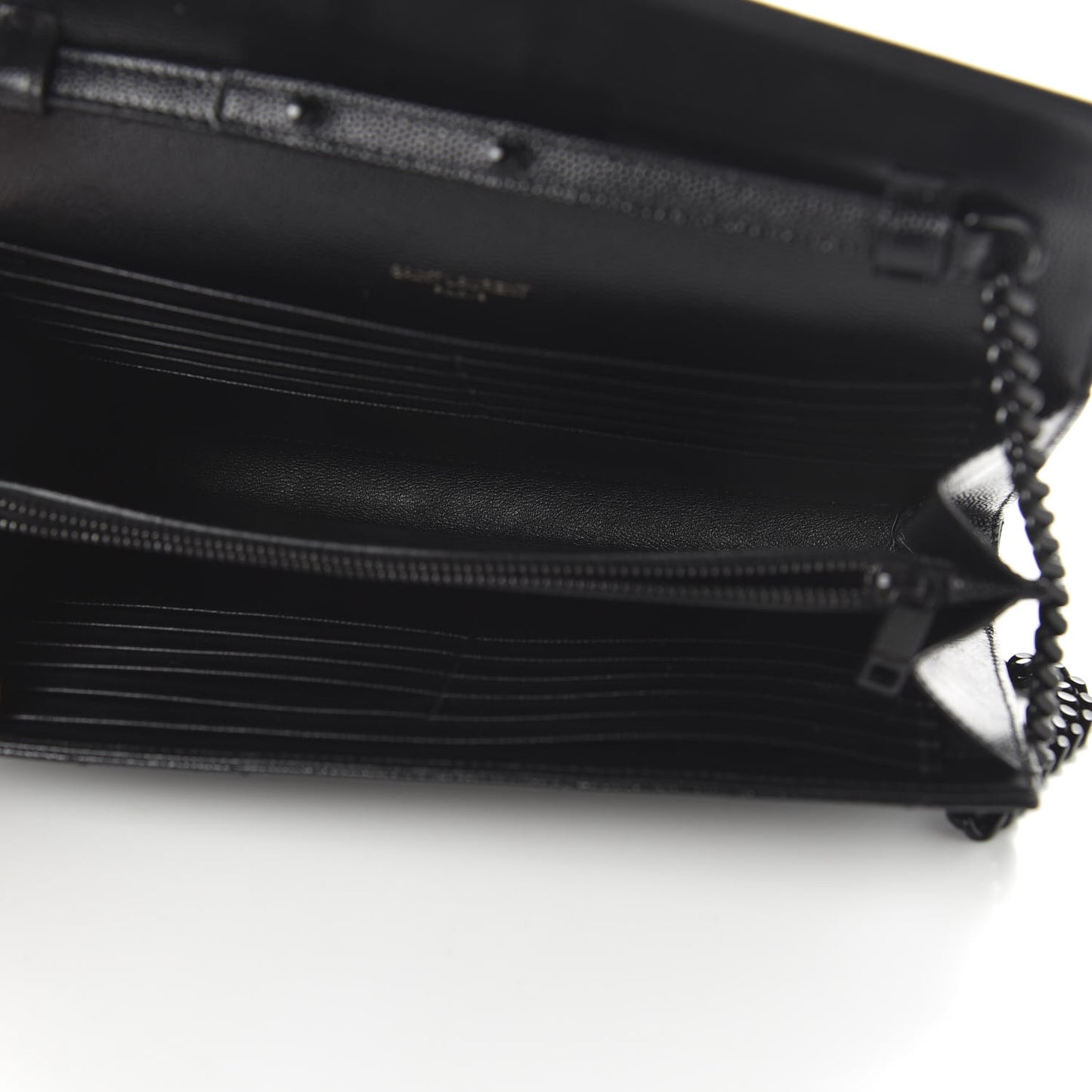Grain De Poudre Matelasse Chevron Monogram Chain Wallet Black
