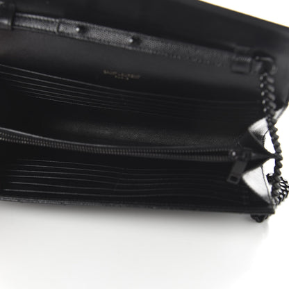 Saint Laurent Grain De Poudre Matelasse Chevron Monogram Chain Wallet Black 5 of 10