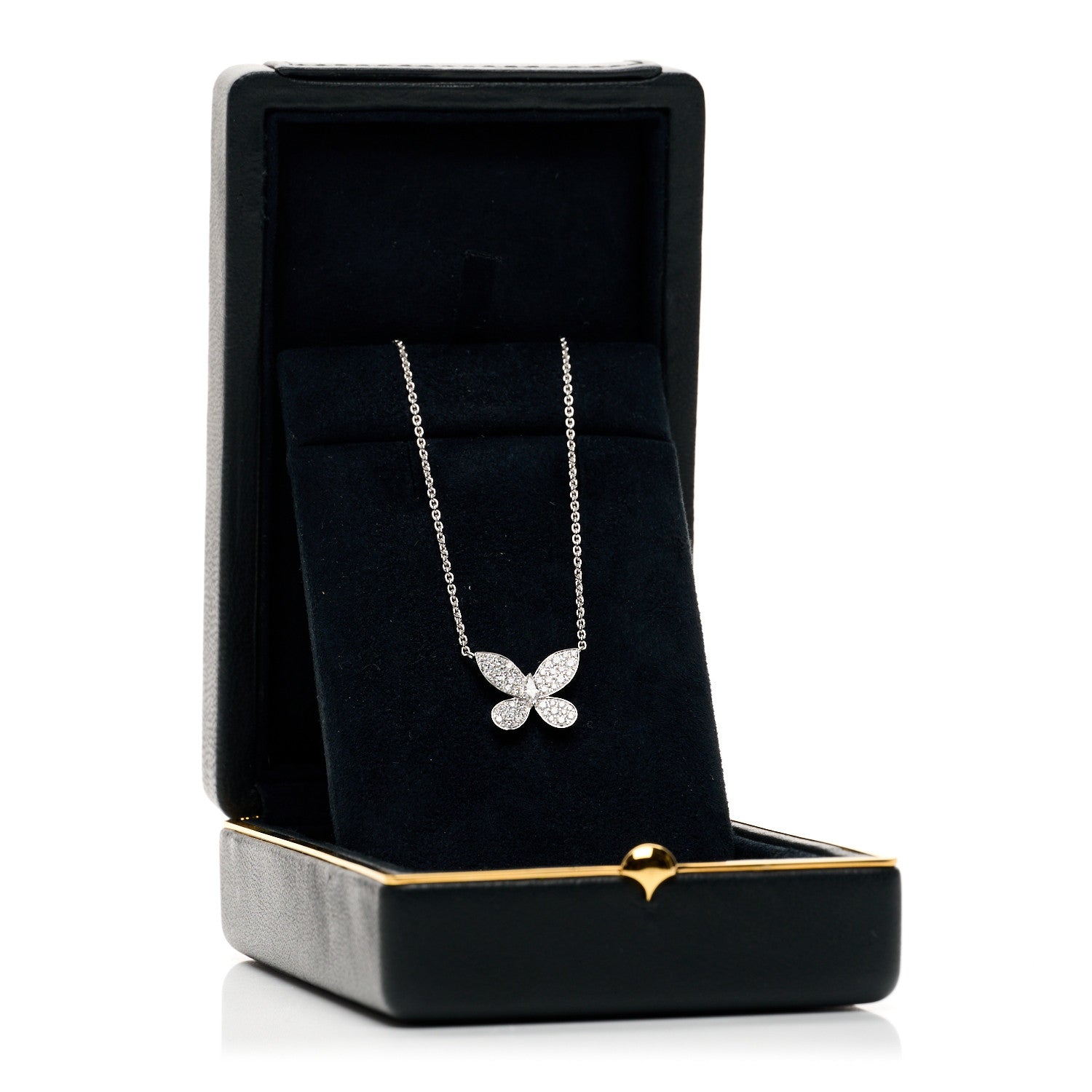 Graff 18K White Gold Small Diamond Butterfly Pendant Pave Necklace 5 of 5