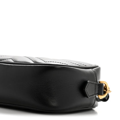 Gucci Calfskin Matelasse Mini GG Marmont Chain Shoulder Bag Black 10 of 12