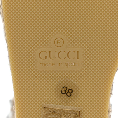 Gucci Lame GG Monogram Ankle Wrap Platform Espadrille Wedges 38 Silver Beige Light Grey 6 of 9