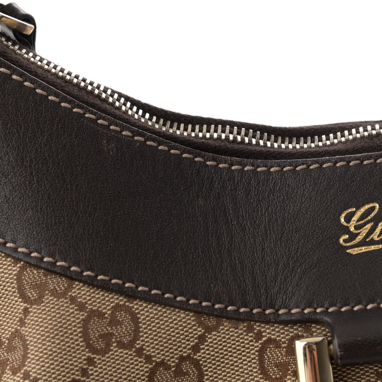 Monogram Medium D Gold Ring Hobo Dark Brown