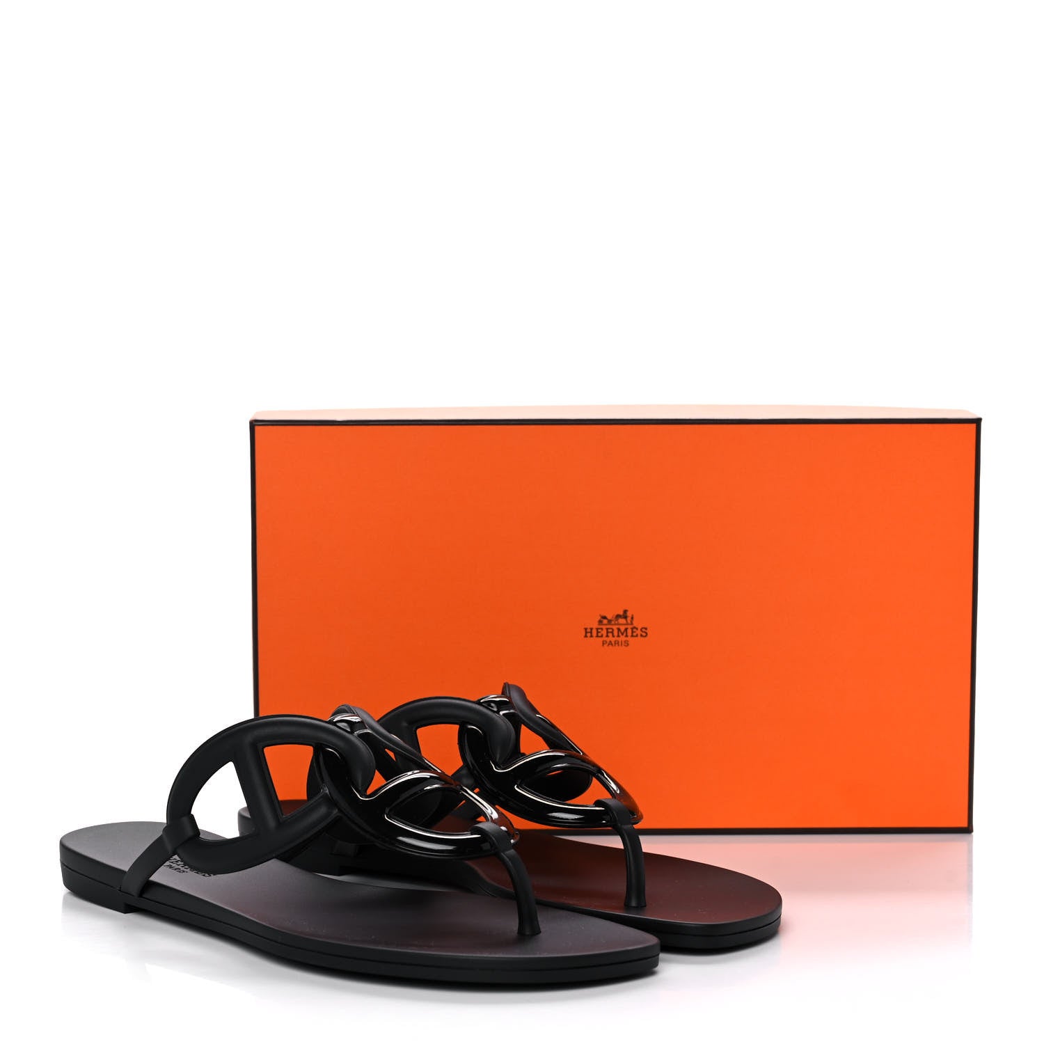 Hermes Rubber Womens Egerie Sandals 39 Black 10 of 10