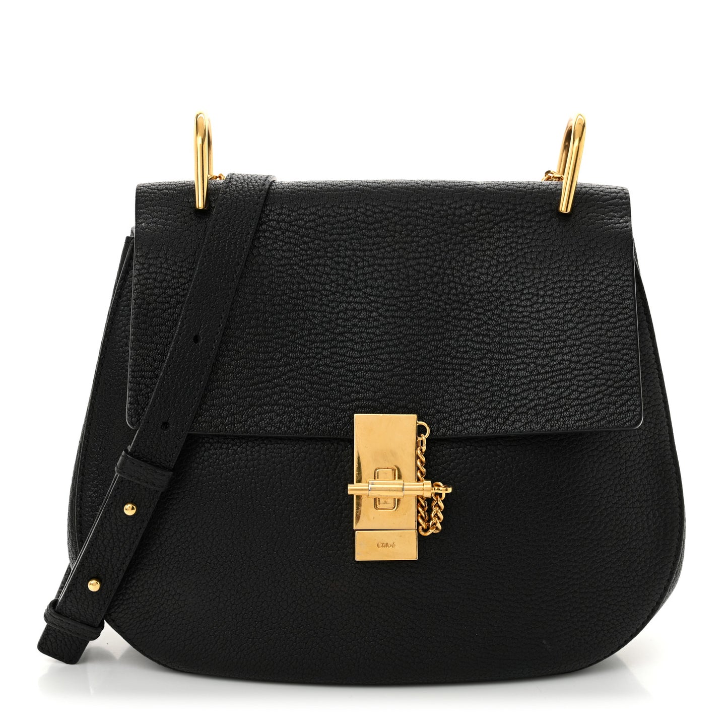 Grained Lambskin Drew Shoulder Bag Black