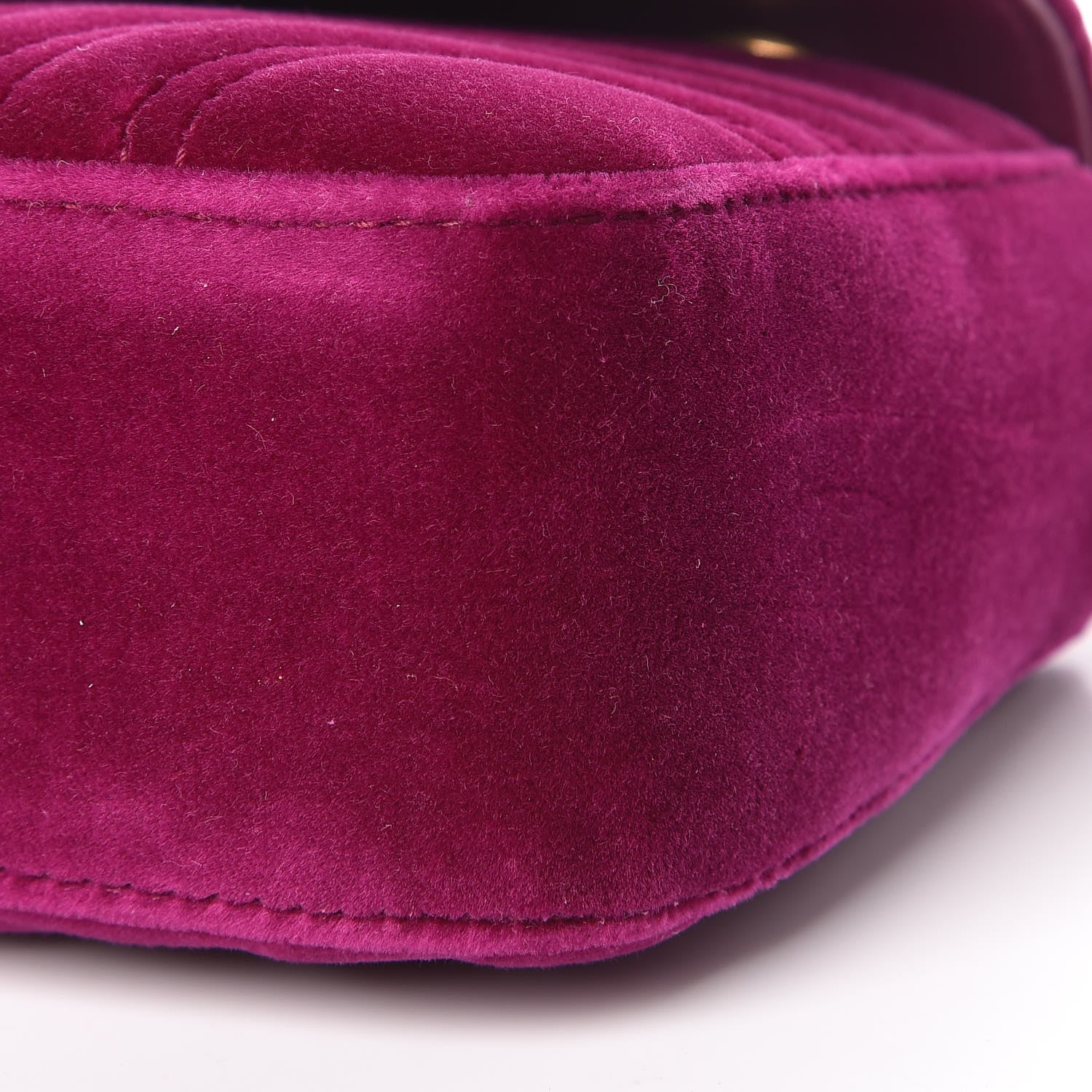 Gucci Velvet Matelasse Mini GG Marmont Shoulder Bag Fuchsia Violet Cyclamen 9 of 11