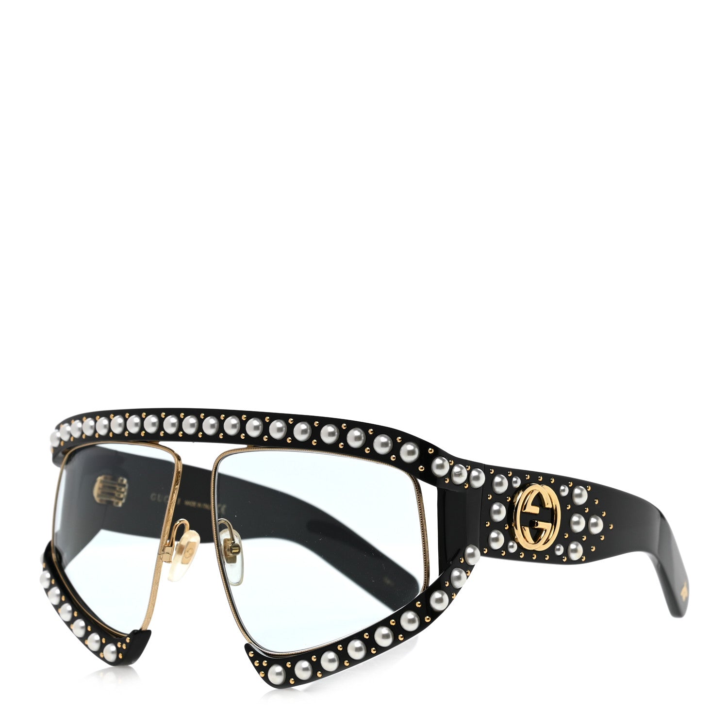 Gucci Acetate Pearl Rectangular Frame Sunglasses GG0234S Black 1 of 9