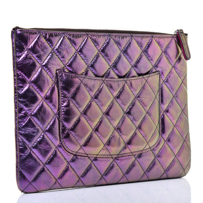 Chanel Iridescent Crumpled Calfskin CC Ripples Medium Cosmetic Case Purple 3 of 9