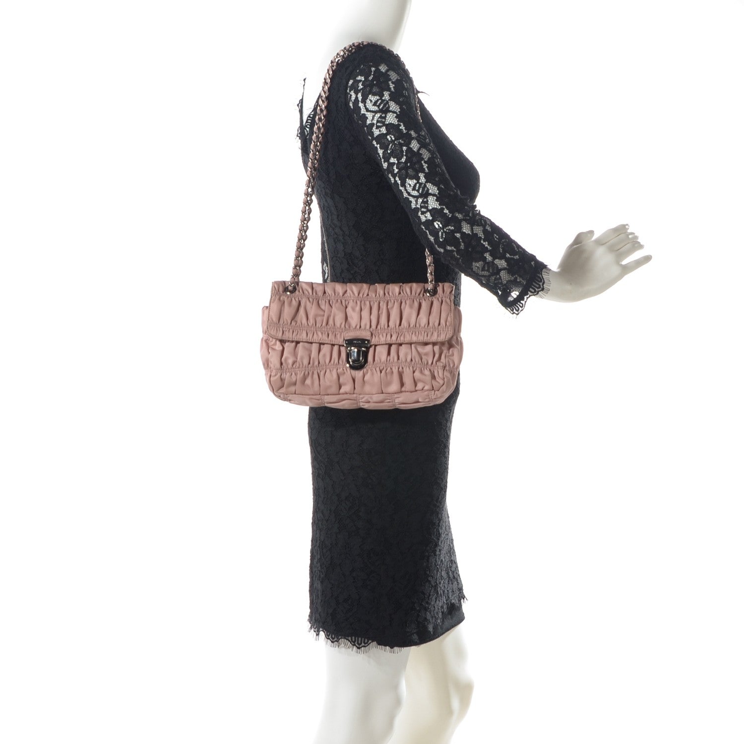 Prada Tessuto Nylon Gaufre Shoulder Bag Opale 2 of 9