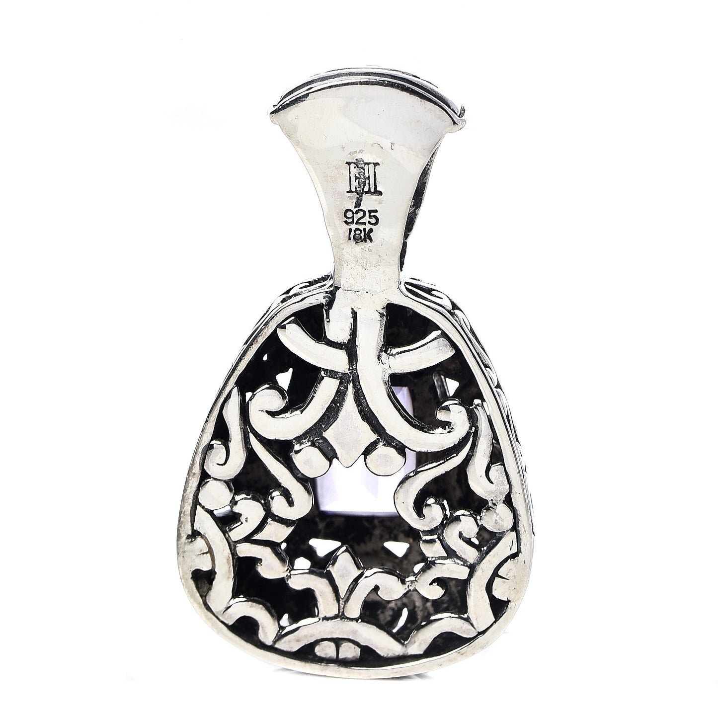 Sterling Silver 18K Yellow Gold Amethyst Drop Pendant
